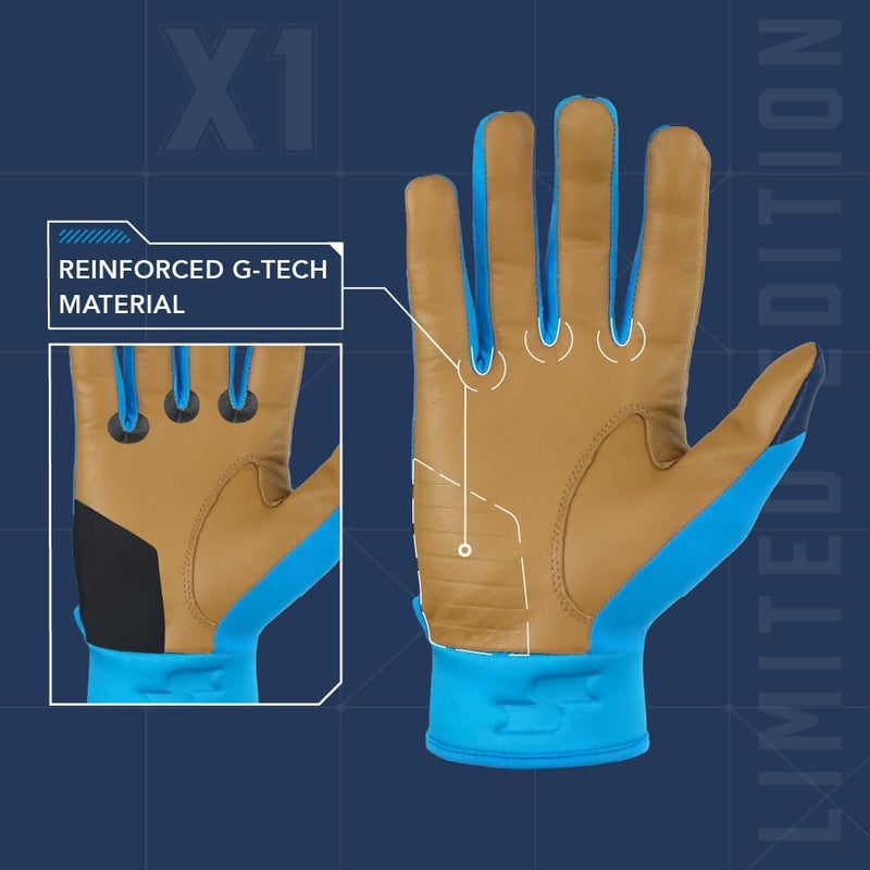SSK X1 Color Rush Adult Baseball Batting Gloves - Durable Cabretta Leather Palm - 11 Colorways - Image 5